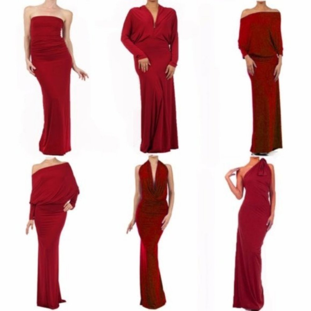Deep V Draped Dress Multi Way Party Cocktail Off Shoulder Strapless Halter - Picture 3 of 3